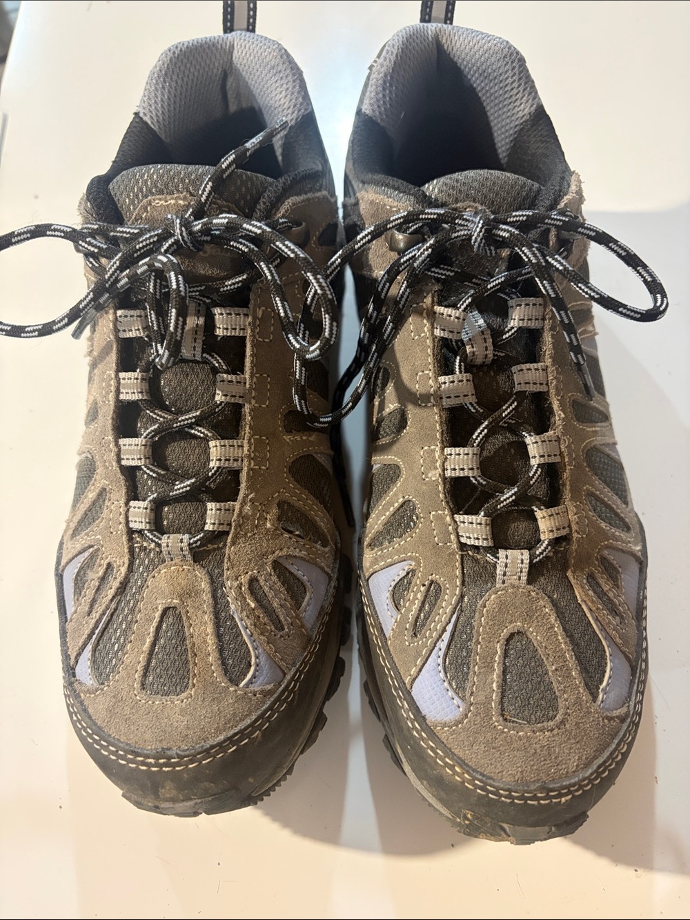 Women’s Eddie Bauer hiking shoes. Grey and light blue. Very little use